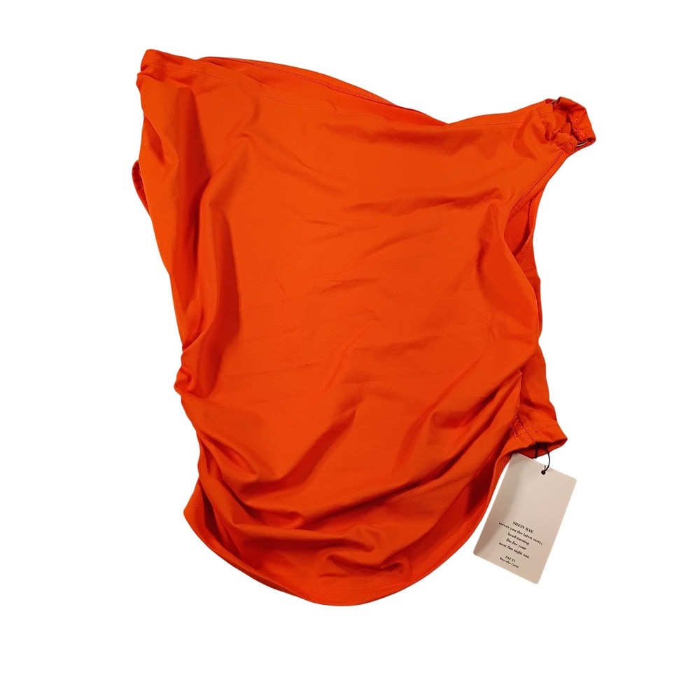 SHEIN BAE One Shoulder Top Womens Size M Orange NEW Ruched Asymmetrical Sexy